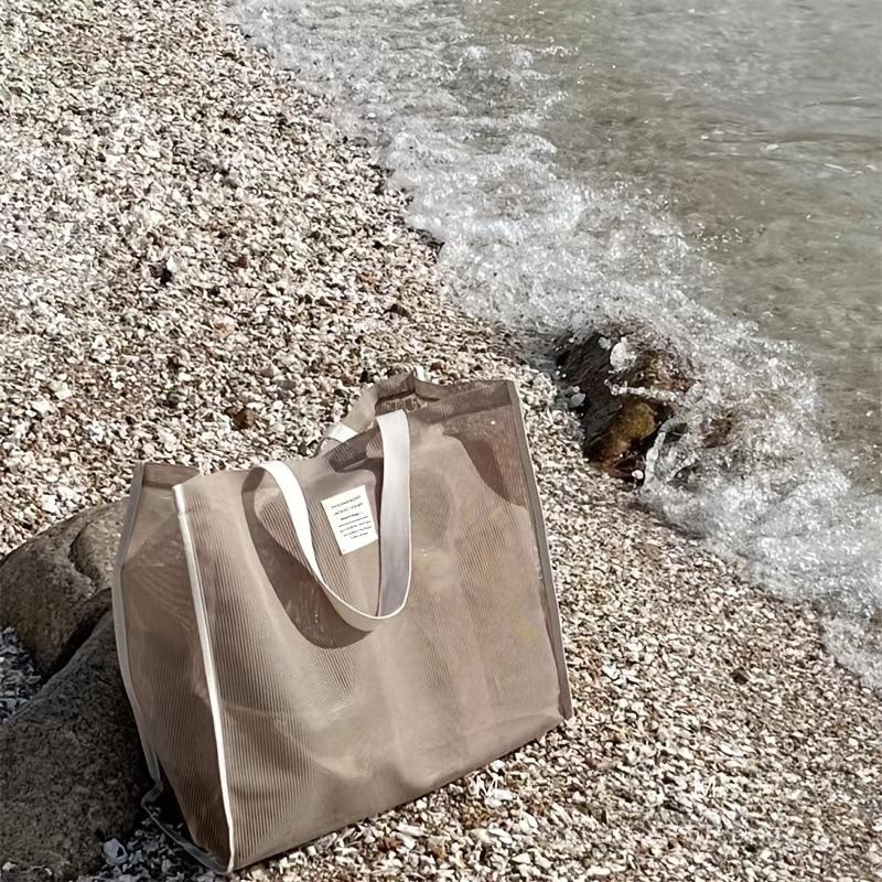 

Mom Bag Ins Beach Bag Storage Bag Large Capacity Swimming Sports Gym Bag Handheld Hollow Mesh Bag хаки