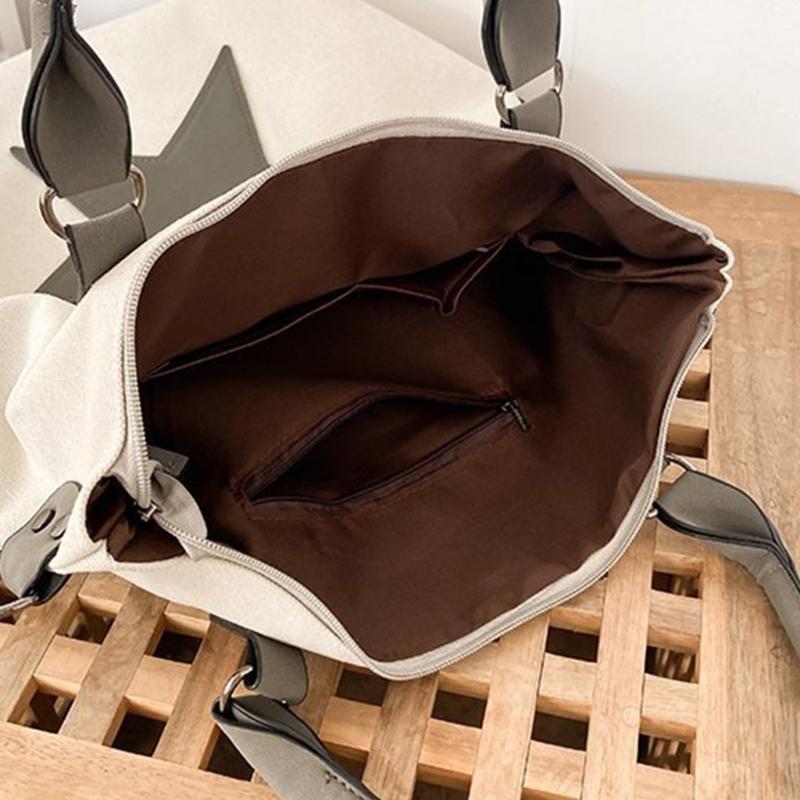 Womens Star Shoulder Bag Canvas Handbags Large Capacity Crossbody Bag Aesthetic Messenger Bag Fashion Satchels Bag