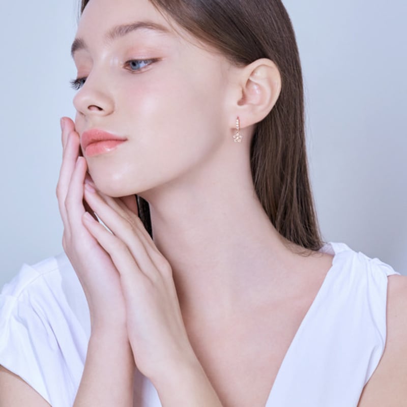 ELLE Jewelry 14K GF Blossom Cubic One-Touch Earrings ELGPEE426