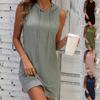 Women Sleeveless Hooded Dress Drawstring Casual Spring Summer Clothing
