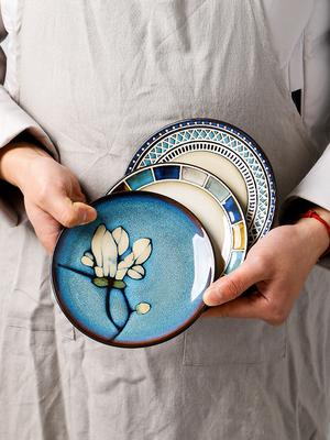 European Style Ceramic Tablewares High Quality Household Salad Fruit Plates Daily Flower Pattern Bread Dessert Dishs