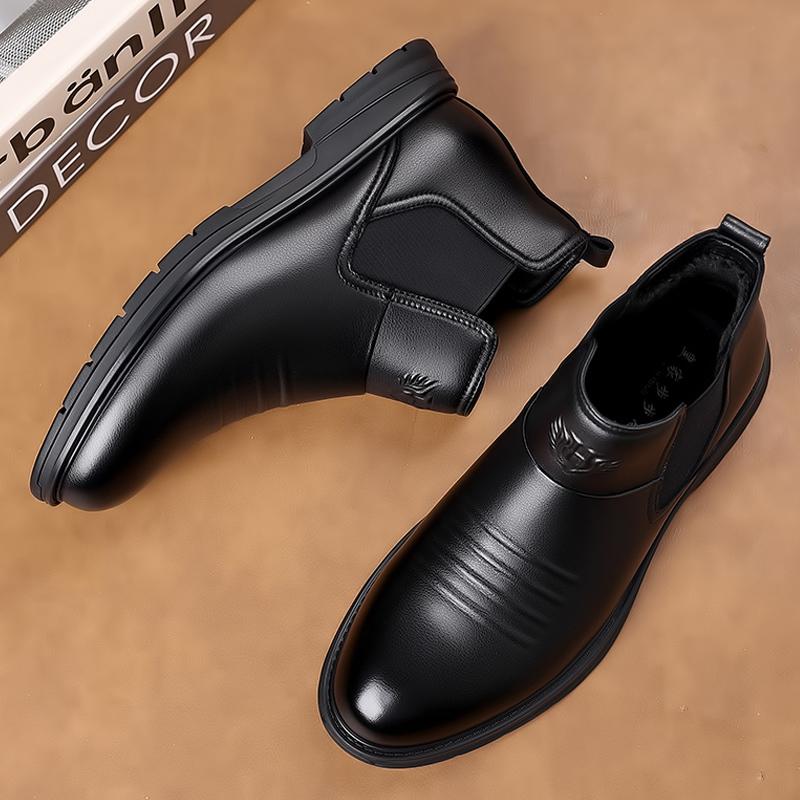 High End Brand Men's Business Casual Shoes Versatile for Office Outdoor Men's Leather Ankle Boots British Style High Top Shoes