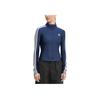 adidas Originals Striped Stand Collar Zipper Long Sleeve Slim Jacket Women Jackets Midnight-Blue JD5023