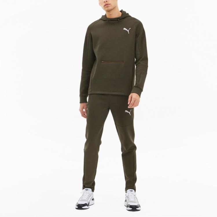 Puma Evostripe Logo Casual Pullover Hettegenser Herre hettegensere Mørkegrønn 582735-80