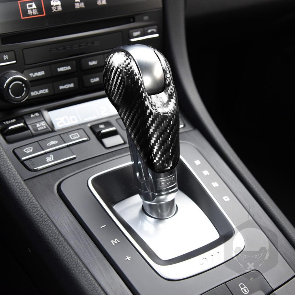 Car Accessorie Carbon Fiber Gear Shift Knob Handle Interior Cover Trim Sticker For Porsche Macan 911 Panamera Boxster Cayman 718