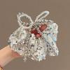 Sequins Bowknot Hair Scrunchie Silver Hair Bands 2025 New Elastic Hair Tie  for Women Girls