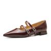 29816 [sheepskin] flat shoes women's thick heel 2025 new pointed temperament word with Mary Jane single shoes