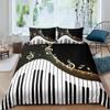 Music Bedding Set Piano Keyboard Music Note Duvet Cover Queen Size Bed Linen Comforter Microfiber Guitar Polyester Bedding Sets