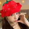 Red Plush Strawberry Hat Cartoon Strawberry Cosplay Fruit Hat Strawberry Headgear  Role Playing