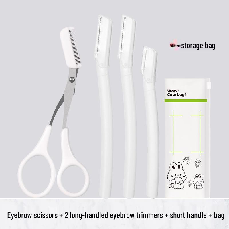 Stainless Steel Eyebrow Trimmer Set with Safety Razor Blade