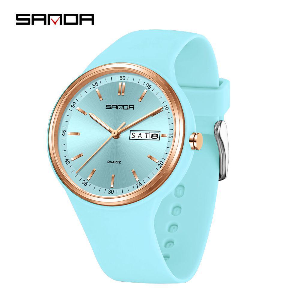 SANDA Student Quartz Wristwatch: Fashionable, Simple, Luminous, Waterproof, Versatile, Double Calendar