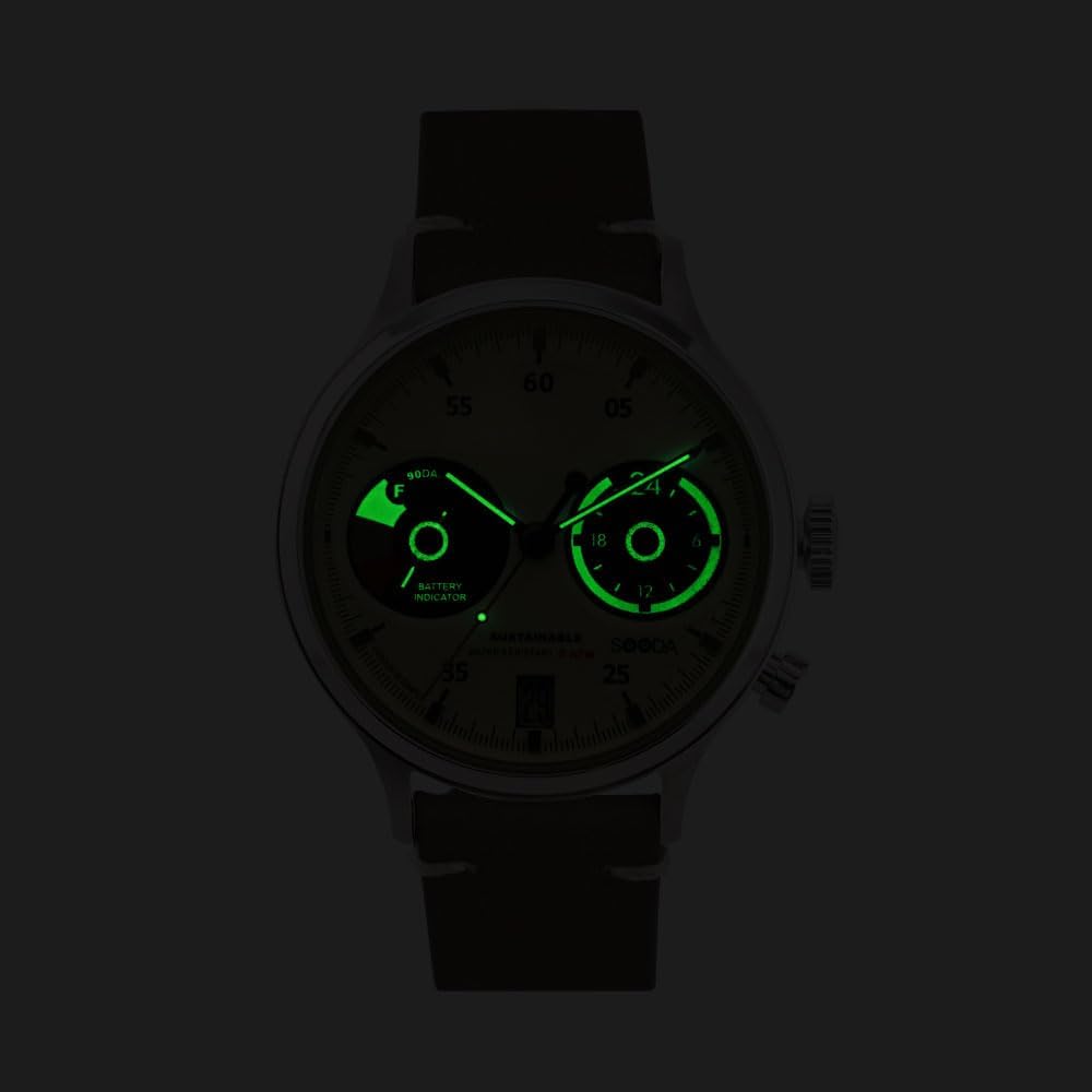 TACS SOODA TS2302B Women's and Men's Solar Watch with Leather Strap, 38mm, Made In Japan, Authentic, Brown