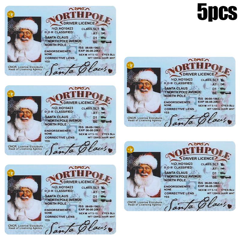 5-10 Cards Santa Claus Drivers Licence Merry Christmas Gift For Children Kids Favors 2025 New Year Party Decoration Supplies