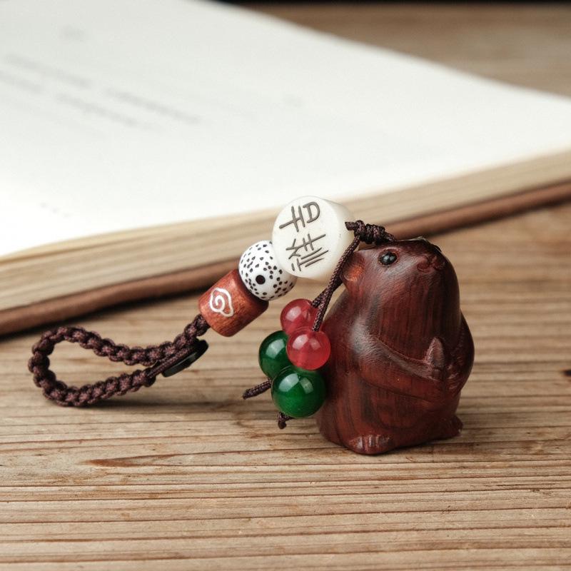 Rosewood Zodiac Animal Charm: Cute Pendant for Phone, Bag, or USB Flash Drive