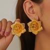 Accessories Fashion Metal Flower Earrings European and American Exaggerated Niche Light Luxury High-end Petal Stud Earrings