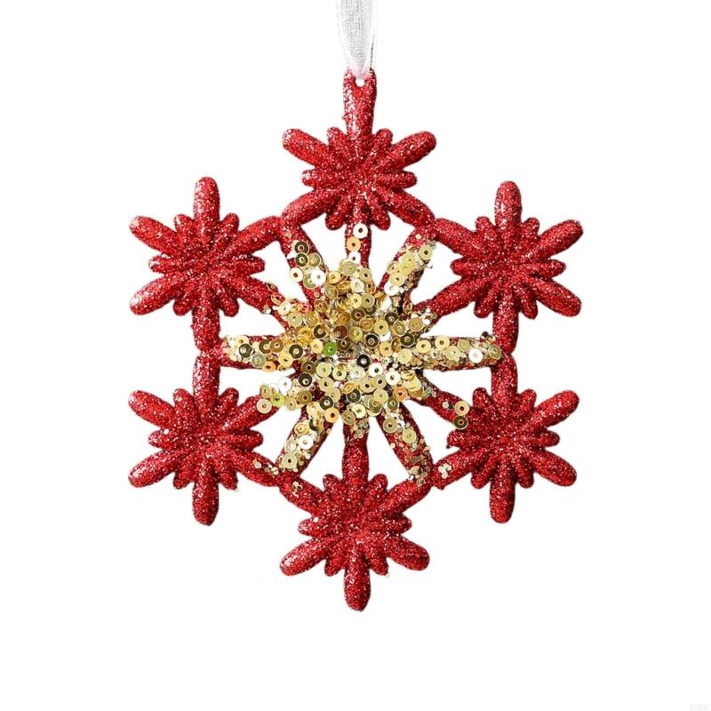 Weather proof Snowflake Christmas Decors Glittered Acrylic Hanging Piece for Multiple Scene