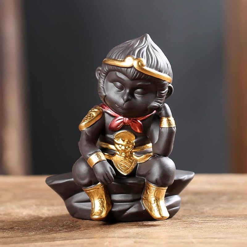 Китайская чайная фигурка из Цзыша У Кун Подставка для чайной церемонии Питомцы Ручная работа Статуя Короля Обезьян Чайный питомец Солнечный Странник для подставки для кунг-фу чая Подарок Статуя У Куна (Король обезьян Monkey King