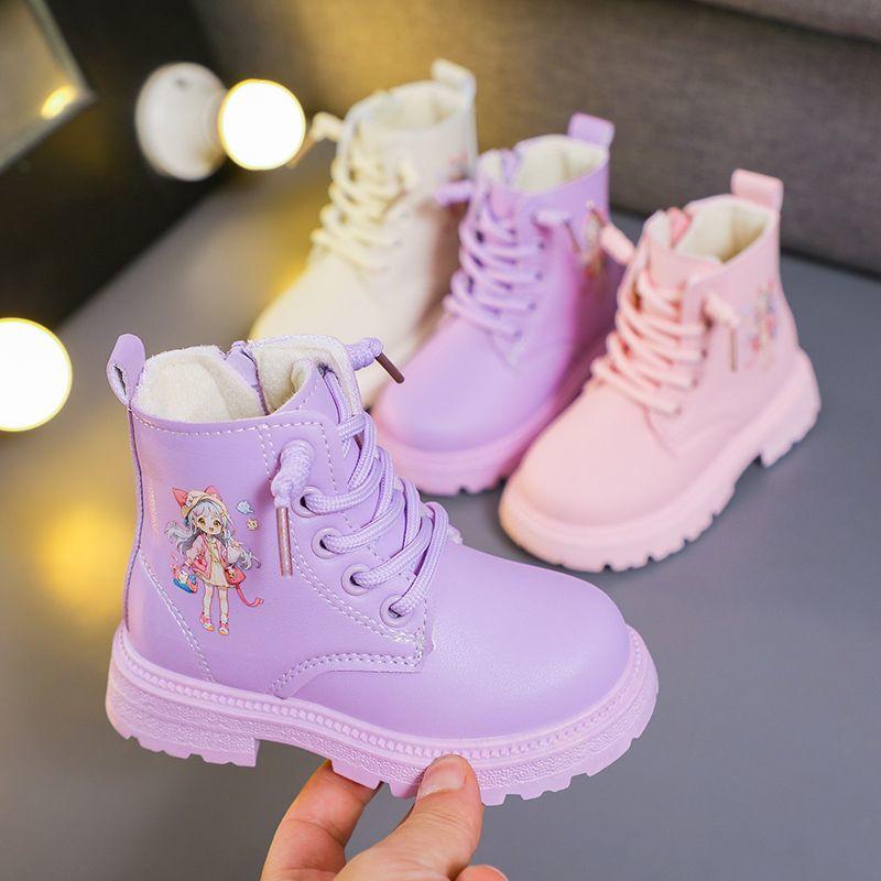 Girls' Fashionable Princess Leather Boots Spring and Autumn Children's  Boots