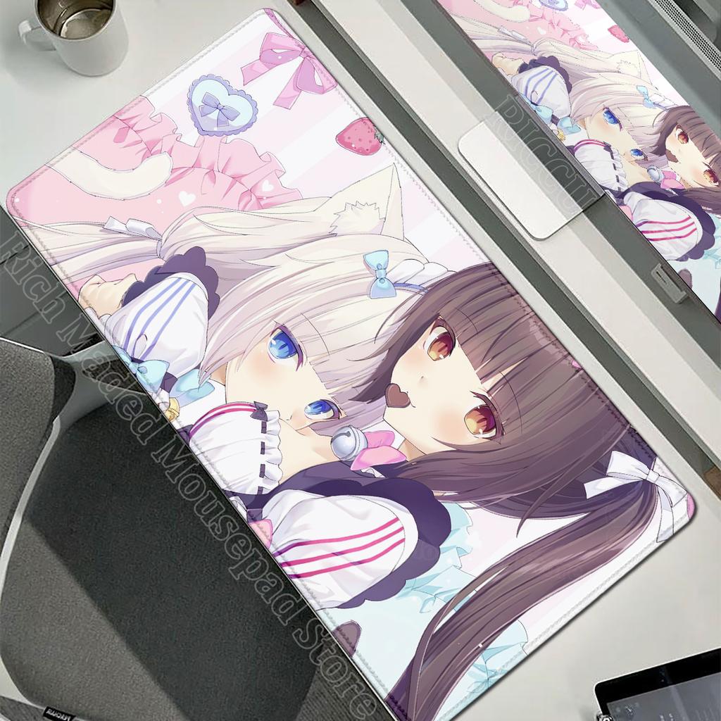 XXL Gamer Computer Desk Mat Nekopara Mouse Pad Cute Anime Girl Mousepad Carpet Office Laptop Mousemat Desktop Table Mat 900x400