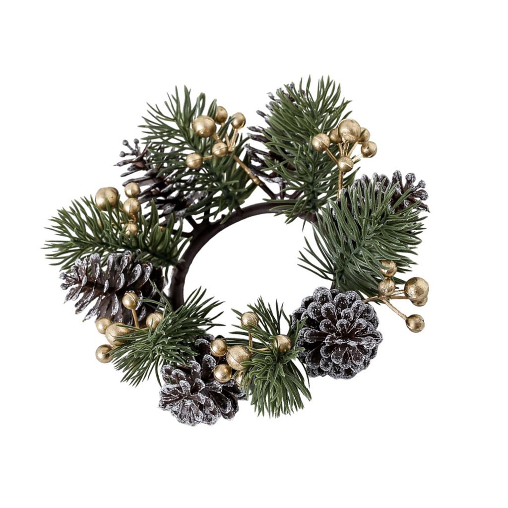 Christmas Candle Rings Wreath Christmas Table Centerpieces Decoration for Pillars Candle Wine Bottle Door Window Chair