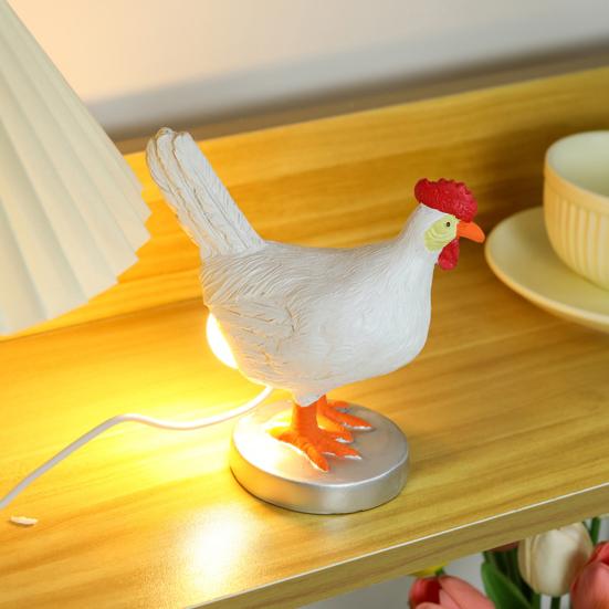 USB Chicken Egg Night Light Laying Eggs Hen Decorative Lamp Resin Statue Figurine Home Office Bedroom Desktop Ornament