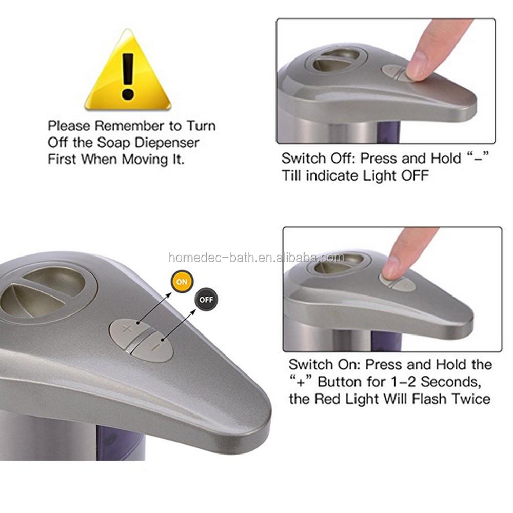 New Version Update Button Automatic Soap Dispenser, Stainless Steel Touchless Hand Free Motion Sensor Automatic Soap Dispenser