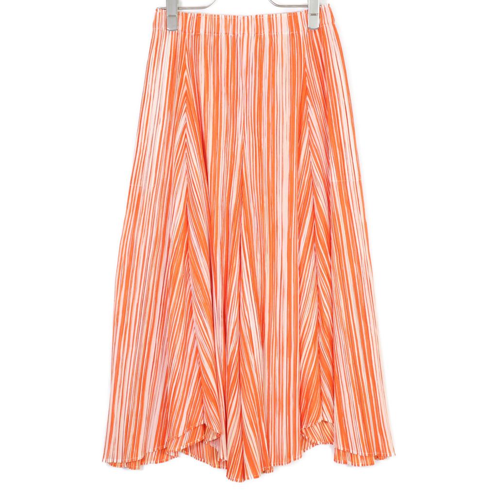 PLEATS PLEASE PP73-JF673 17AW Orange X White Stripe Deformed Wide Pants Bottoms 3 OrangeUsed