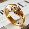 Yanbai Elegant Zirconia Gold Ring – Stylish Engagement Anniversary Gift.