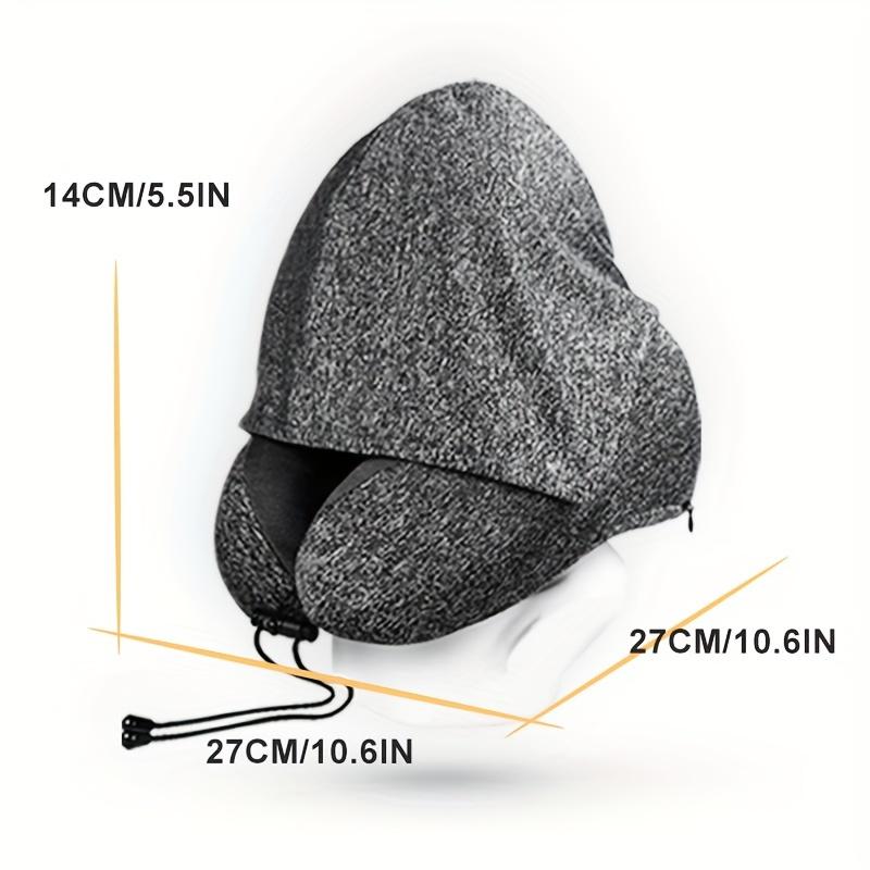 1pc Travel Pillow With Hood 5.5in X 10.6in Comfort Neck Support Memory Foam U-Shaped Pillow Large Blackout Hood For Restful Sleep