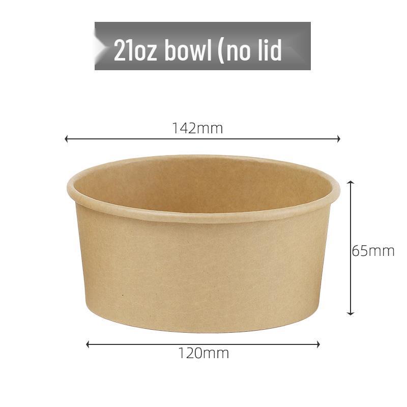 Disposable Kraft Paper Soup Bowl with Lid - Thickened Round Takeaway Meal Box for Porridge and Lunch