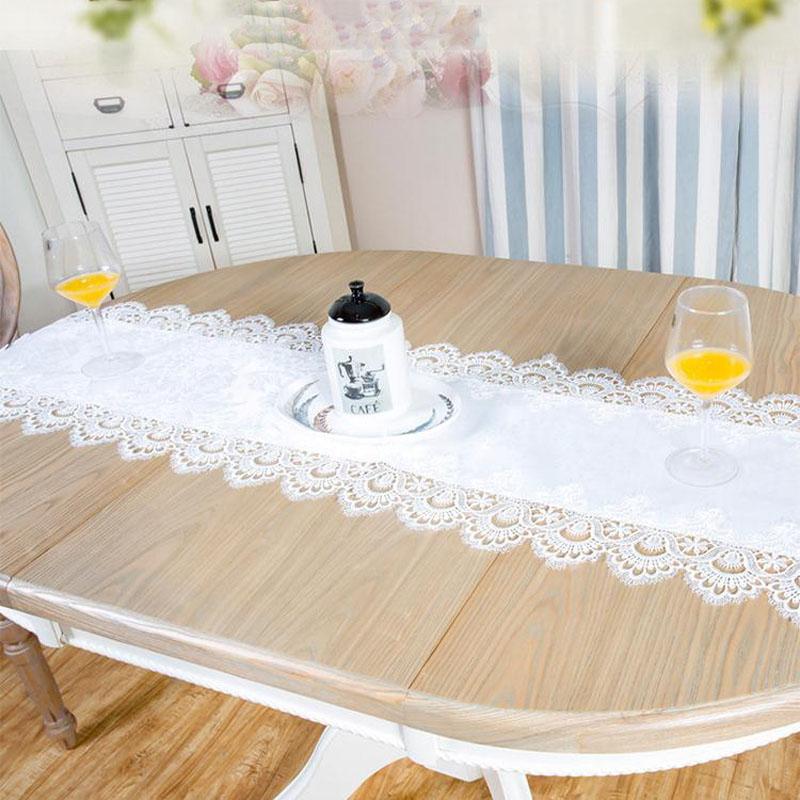 European Style Embroidery Table Runner Solid Color Household Jacquard Cabinet Cover Cloth Satin Lace Fabric Coffee Table Runner