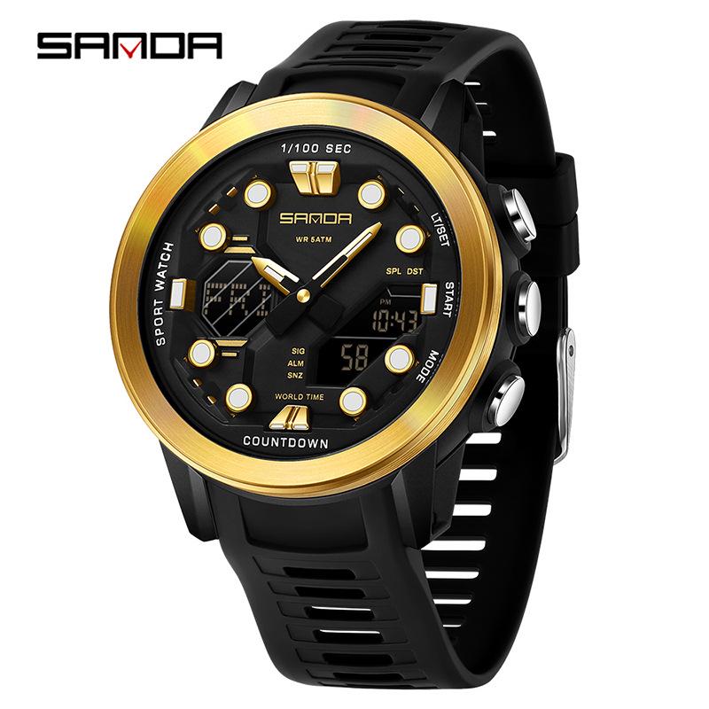Sanda Watch: Student Fashion Sport, Waterproof, Dual Display, Unisex.