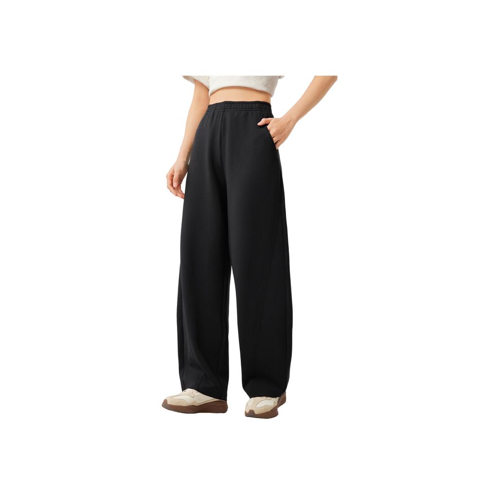 Li-Ning Sports Lifestyle Series Solid Color Mid-Rise Breathable Versatile Straight Leg Casual Pants Women Bottoms Black AKLV198-2