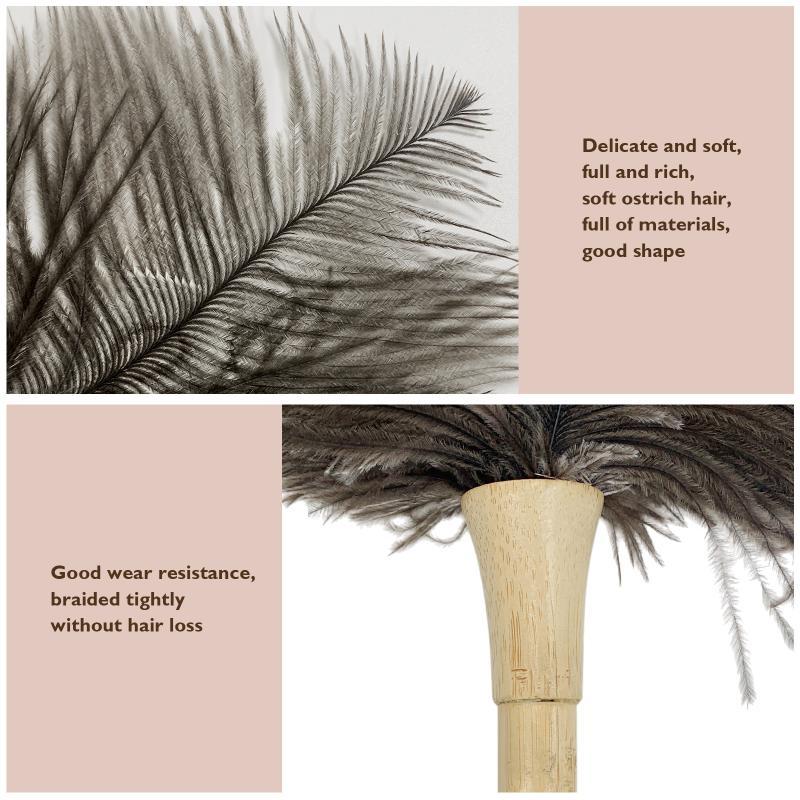 Feather Duster Wooden Handle Duster Anti-Static Dust Removal Dusters Ostrich Duster Feather Fur Brush For Home Cleaning Tools