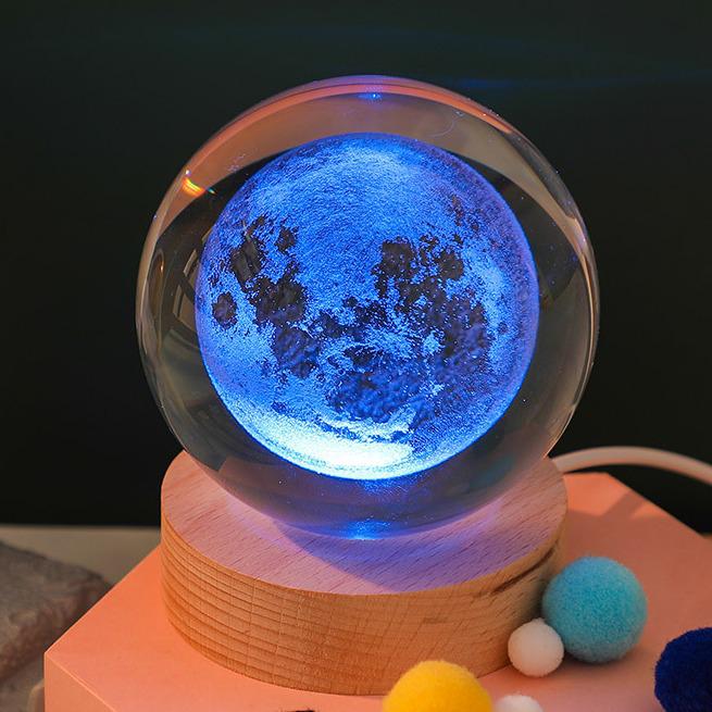 3D Galaxy Crystal Ball Night Light with Color-Changing Base - Unique Starry Sky Gift