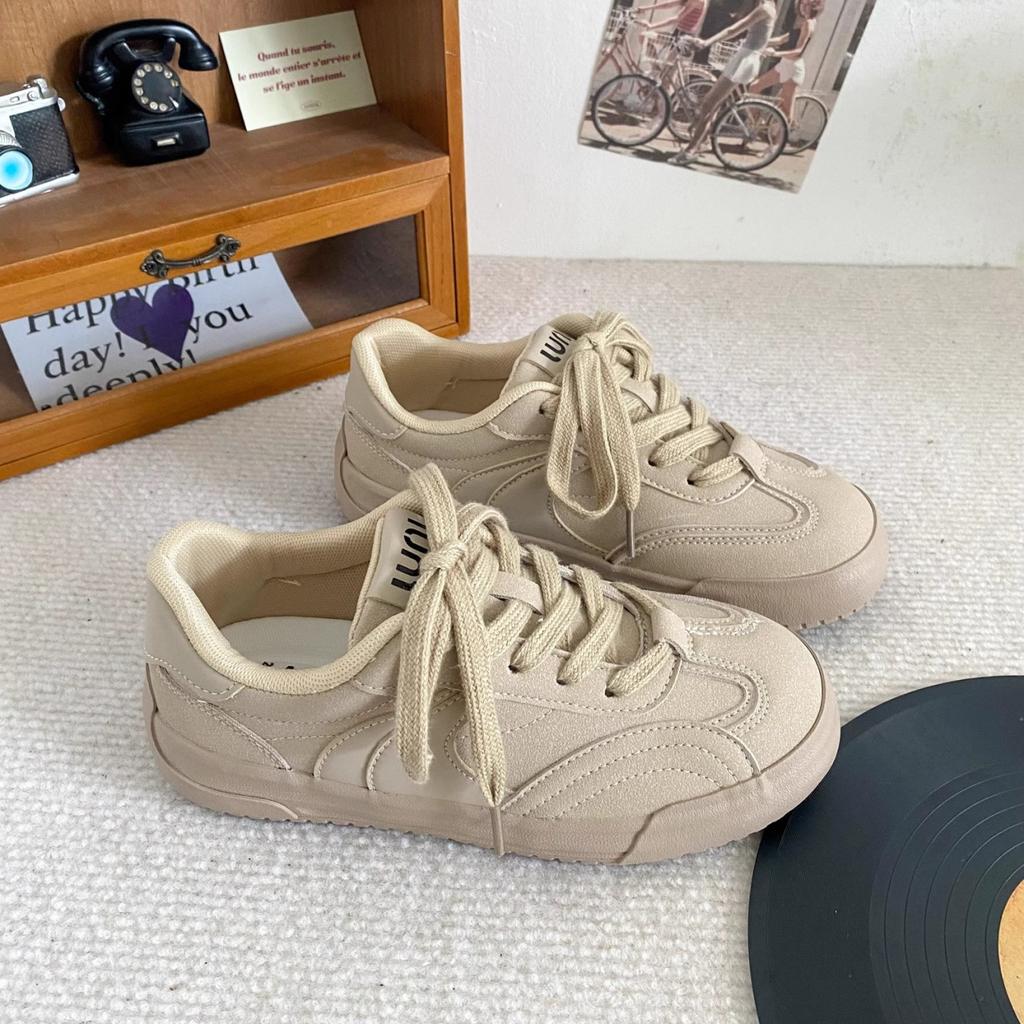 Red Retro Niche Thick Baseplate Shoes Women's Autumn New Shoes Casual Sports Shoes