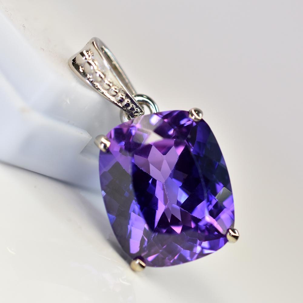 Purple Tanzanite 26 Ct Natural Cushion Pendant 925 Sterling Silver