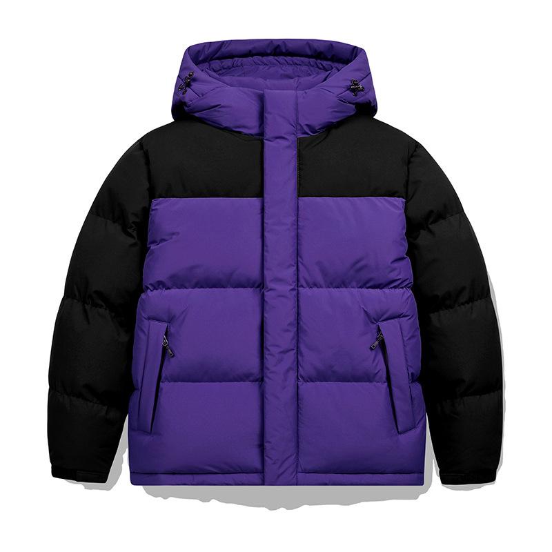 

Осенне-зимняя куртка-пуховик с капюшоном контрастного цвета для пары - свободное, толстое, теплое пальто