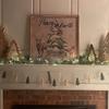 12 Trees with Wooden Beads Garland Christmas Fireplace Wall Hanging Decor Winter Party Window Display Natural Wooden Home Dec