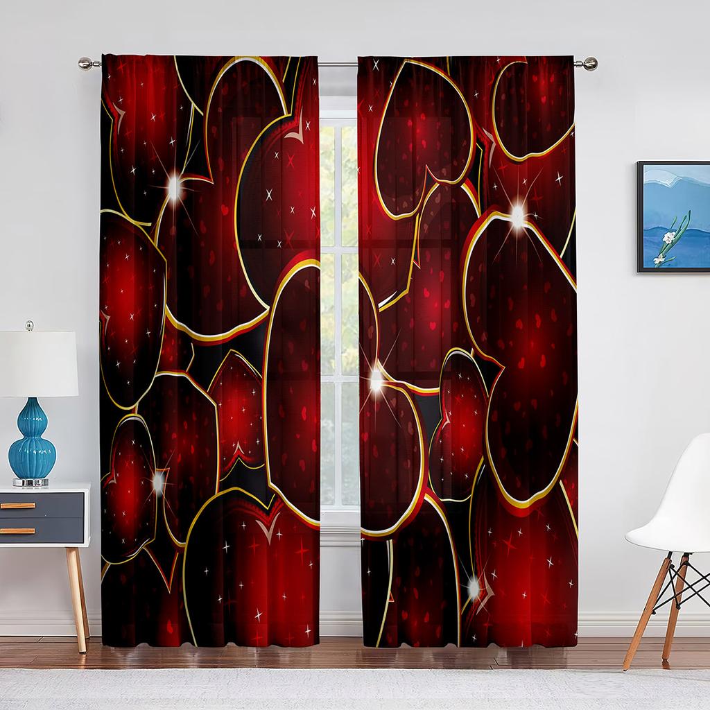 Perdele transparente cu forme de inimioare de dragoste roz fierbinte pentru ziua Îndrăgostiților Camera de zi Dormitor Decorare bucătărie fereastră Perdele din tul din voal