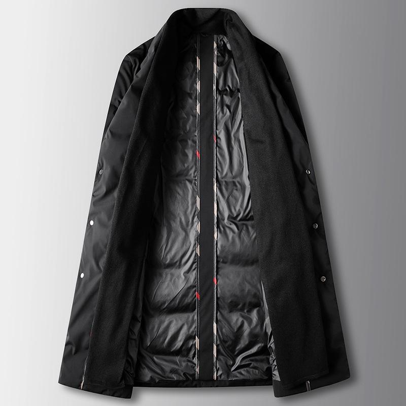 Men's Down Jacket Autumn and Winter Medium and Long Casual 90 White Duck Down Youth Scarf Collar Trench Coat Version Down Jacket
