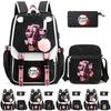3Pcs/set Anime Cartoon Demon Slayer Printed Backpack with Shoulder Bag for Teenager Student Large Capacity Waterproof Bookbag Mochila