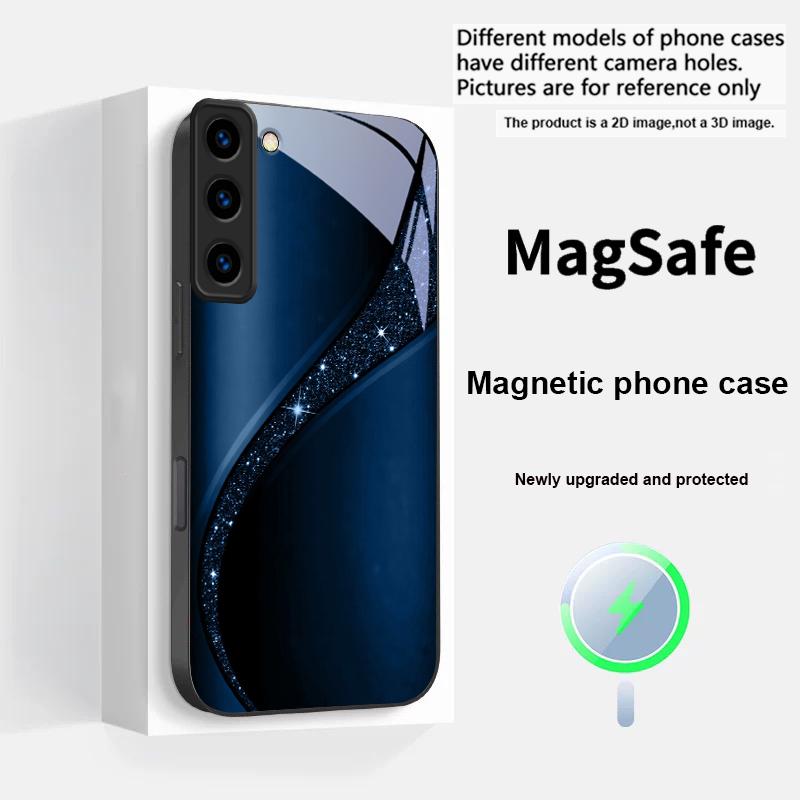 Brilliant golden galaxy For Magsafe Samsung S25 S25 Edge S25Ultra S8 9 10 20 S21 Pro 22 Plus S23 FE S24 Ultra Glass Phone Case