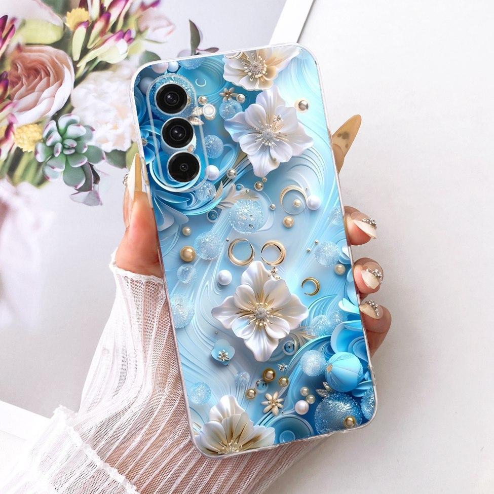 Clear For Samsung A26 SM-A266E SM-A266B Case For Samsung Galaxy A26 Cover Luxury Fashion Flowers Cute Kawaii Painted