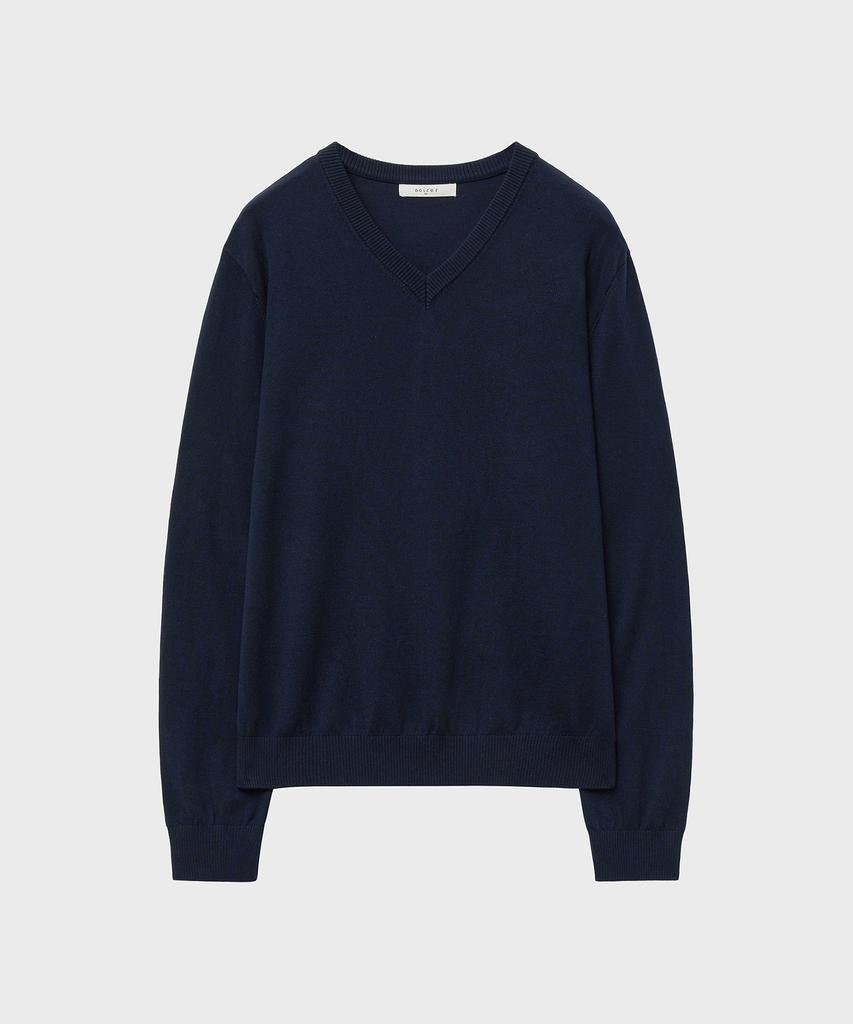 NOIRER Silky V-Neck Knit (Navy)