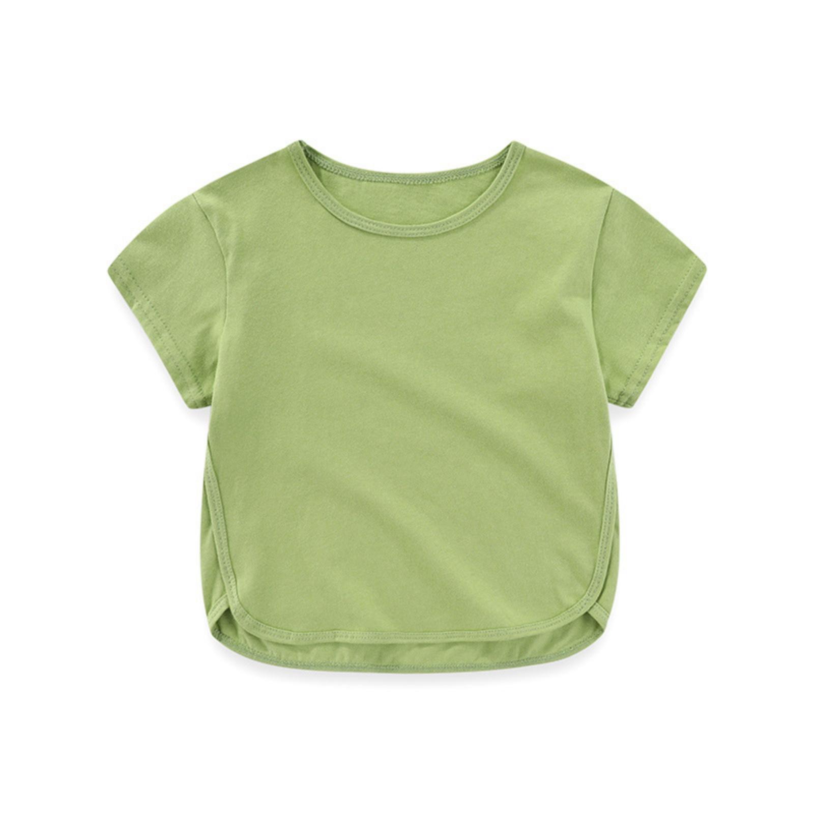 

Summer Children s Fashionable Loose Cotton Short Sleeved T-shirt Candy Colored Top 90 зелений