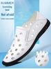 Men's Large Size Cowhide Slip-on Beach Shoes - Soft Sole, Closed Toe, Summer Casual Shoes 46