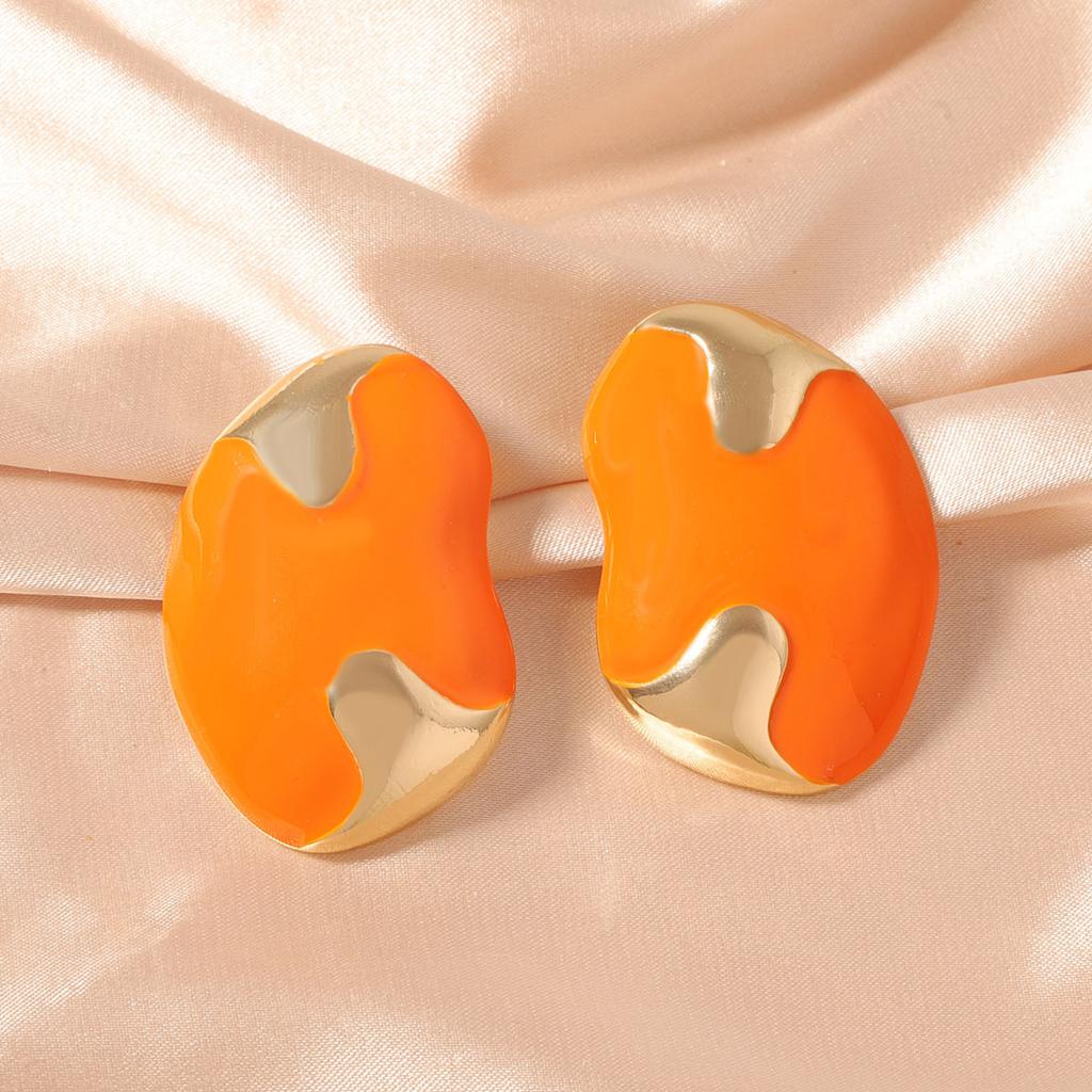 Simple and fashionable, bright-colored oil-dripping alloy stud earrings, geometric for daily commuting women