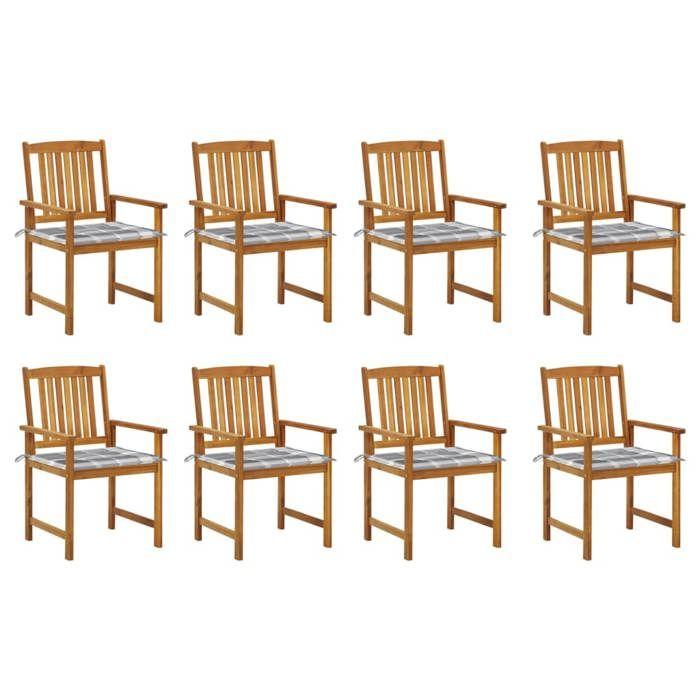 Maison Exclusive - Chaises de jardin avec coussins lot de 8 Bois d'acacia solide