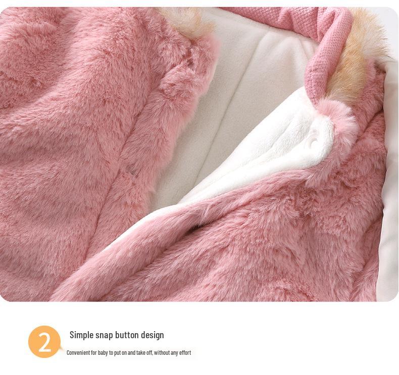 Infant Pink Flannel Two-Piece Hanfu-Style Winter Coat